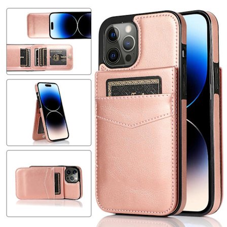 Kickstand Cover För Iphone 14 Pro Max , Pu Läder + Tpu Case Med Korthållare