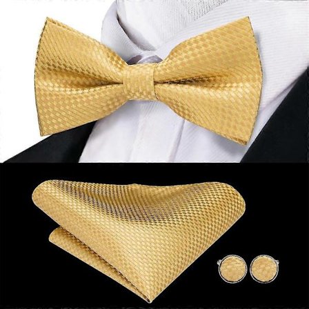 Beige Champagne Guld Silke Herr Fluga Näsduk Manschettknappar Set Jacquard Blommig Förknuten Fluga För Man Bröllop Företag