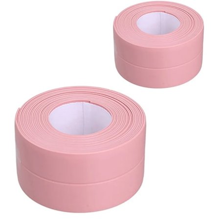 2 stk tetningsteip, selvklebende vanntett teip, kartetningsteip for vindu, dør, toalett, kjøkken, bad, gap, fliser, vask (rosa)