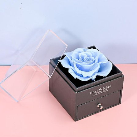 Evig Rosen Gaveæske, Ægte Blomstersmykkeæske, Romantiske Gaveæsker Til Hendes På Jubilæum Valentinsdag Fødselsdag