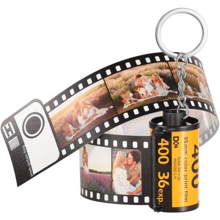 JEWEW Personlig foto nøglering med 10 fotostykker gravering print kamera filmrulle coaches nøglering auto billedalbum nøglering gave