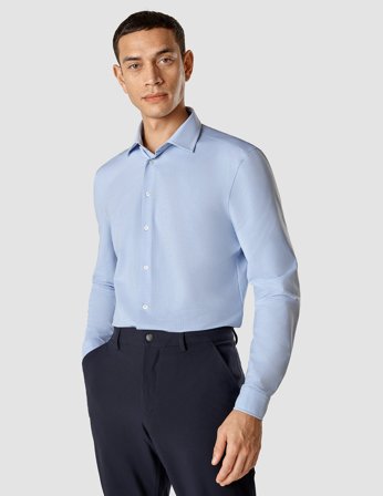 Shaping New Tomorrow - Travel shirt - Light Blue - Slim Fit - Herr - Storlek XXL