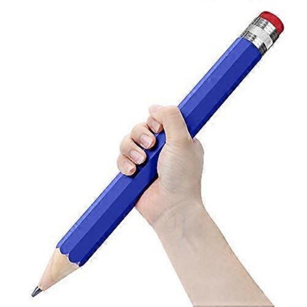 Jumbo blyanter i træ til rekvisitter/gaver/dekoration - 35 cm sjov stor nyhed blyant med hætte (blå) til skoler og hjem