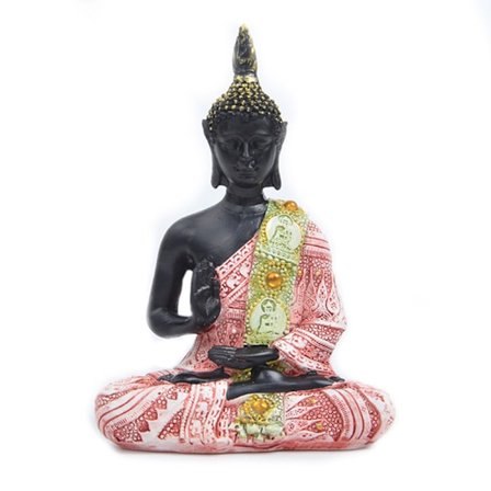 Mediterande Buddha Staty Figurine 6" Sittande Skulptur Dekoration Inomhus Utomhus