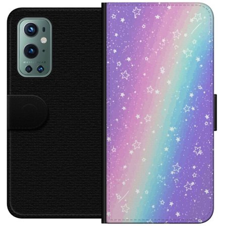 Kompatibelt Lommeboketui til OnePlus 9 Pro Rainbow-farget pastellbakgrunn med hvite stjerner og gnistrende prikker i myk overgang