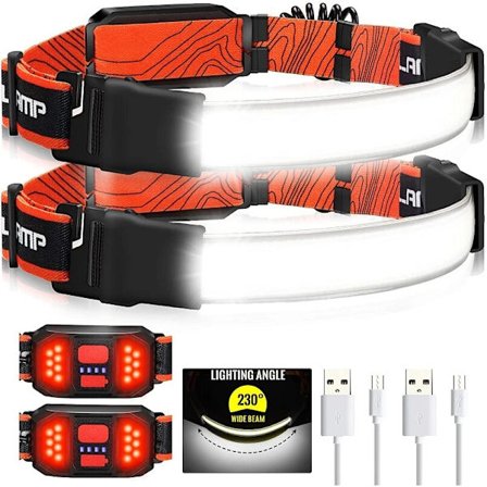 Tehokas COB LED -otsalamppu 230 asteen valaistus USB-ladattava otsalamppu Vedenpitävä otsalamppu Etulamppu Akulla