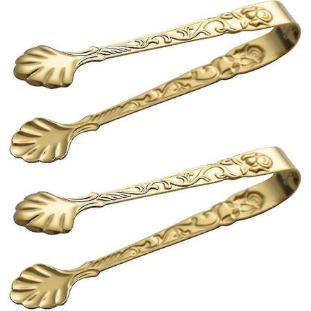 2 stykker Sockertång Rostfritt stål Ice Tangs Candy Bar Tång Ice Cube Tång Festdekorasjon gylden