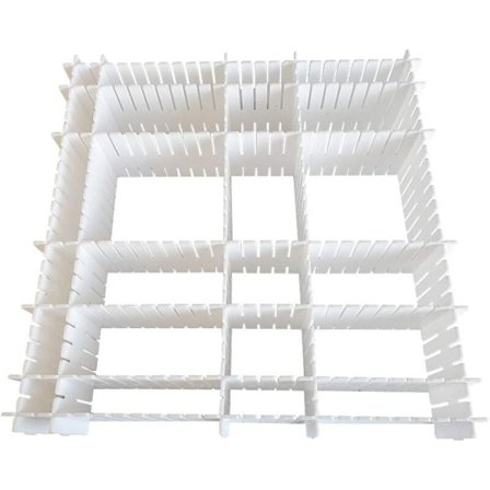 12 stk. skuffeinddelere, justerbar skuffeorganisator til undertøj, sokker, makeup, kontorartikler, hvid