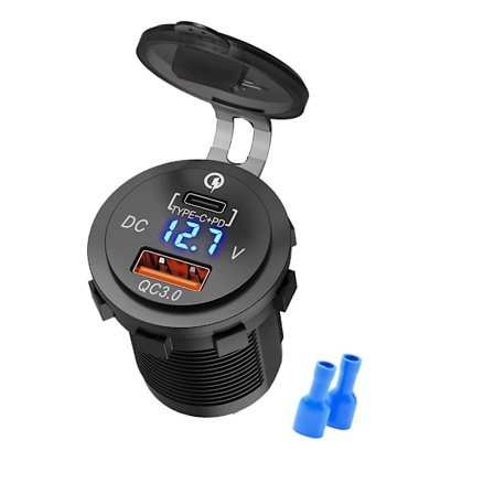 Dobbel Port Billader Med Spenningsmonitor For Kjøretøy Motorsykkel Bil