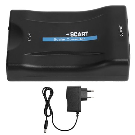 Høydefinisjons multimediegrensesnitt til SCART-omformer Mobil MHL-signal EU-plugg 100-240V Svart