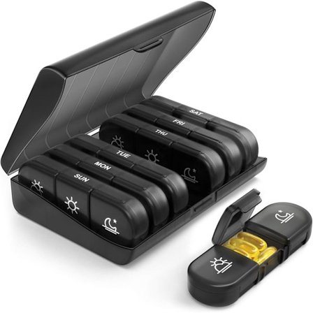 Pillebokser 7 dager 3 ganger om dagen, bærbar pilleboks arrangør med store separate rom