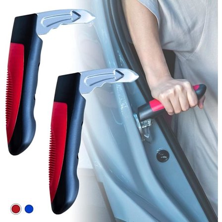 2 stk. bærbar bilstøttehåndtak, dørhåndtak for eldre, stående mobilitetshjelpemiddel for bil med glassbryter, rød