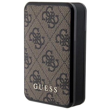 Guess Powerbank 10000mAh 18W 4G Læder Metal Logo - Brun