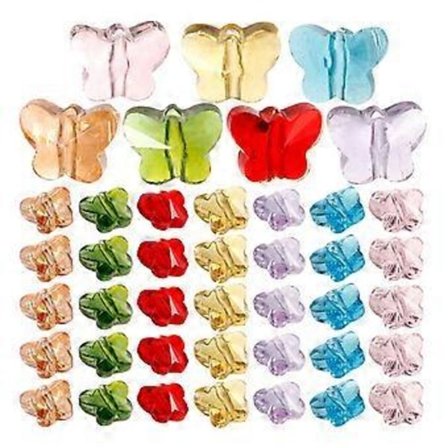 70 st Små Glaspärlor Glaspärlor Fjärilar Armband Berlocker Halsband Tillverkning av Pärlor för DIY