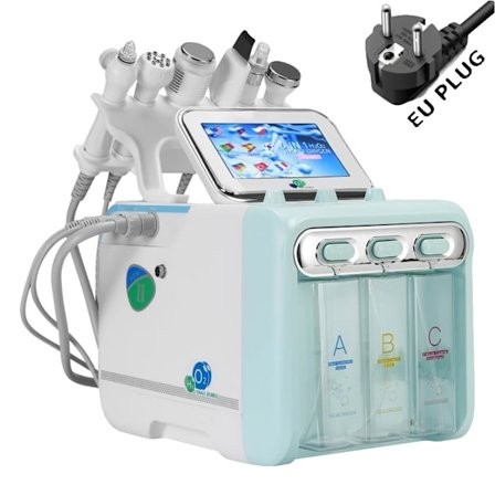 6-i-1 Hudvårdsmaskin, Djupgående Rengöring Hydra Dermabrasion, RF Lifting Behandling,EU PLUG (220-240V)
