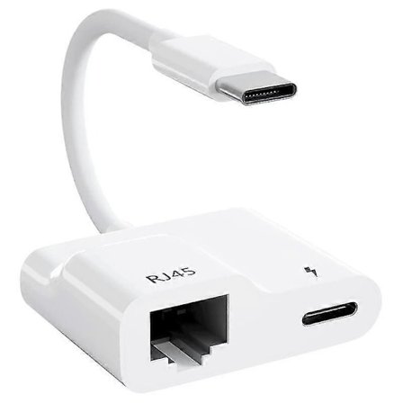 Usb C til Ethernet Adapter, Usb Type C til Rj45 Gigabit Ethernet Lan Adapter med Pd 60w Oplader, Til Air/pro
