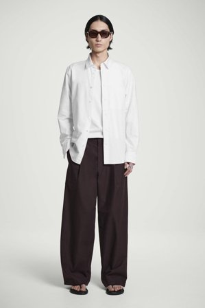 COS Men's Camisa Oxford Relaxed Fit in Blanco