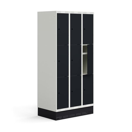 Student locker ROZ, 3 modules, 9 doors, incl. base, 1890x900x550 mm, anthracite