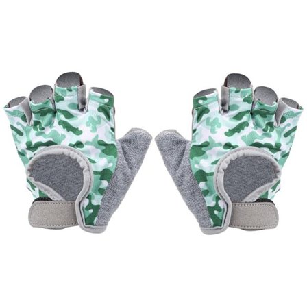 Grønne Nylon Halvfinger Cykelhandsker til Børn Fitness Kørsel Beskyttende Tilbehør XXS