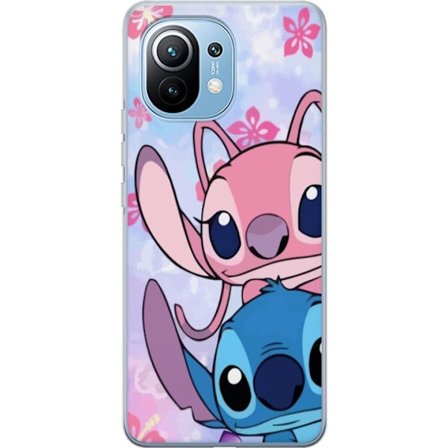 Kompatibelt Mobilskal till Xiaomi Xiaomi Mi 11 Stitch och Angel i pastell med romantiska rosa och blå toner och en mjuk Disneykänsla som fångar der