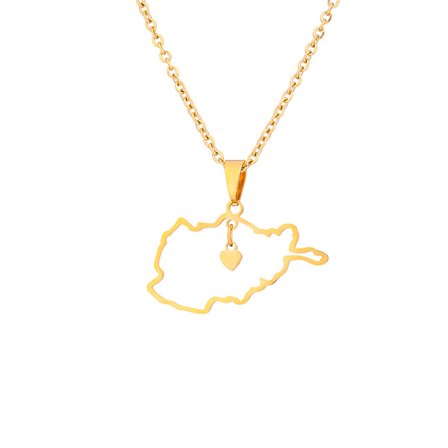 Fashion Rostfritt Stål Afghanistan Karta Hänge Halsband Uni