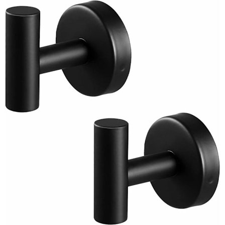 2 kpl mustaa naulakkoa seinälle, naulakko seinälle, ruostumatonta terästä