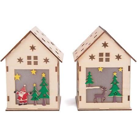 Christmas Luminous Wooden House 2 St Christmas Ornaments Decora