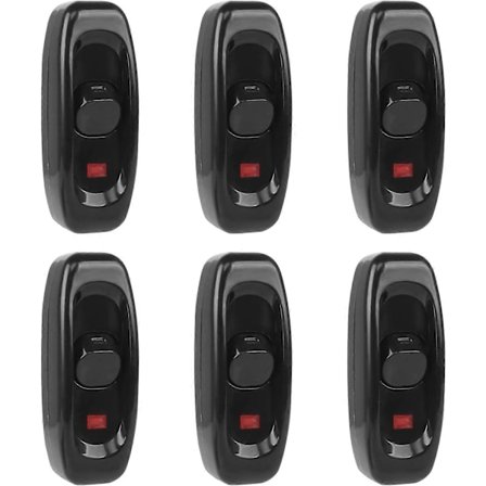 6 kpl Lampun kytkin, vaihtokytkin 250V 10A Johtokytkin Keinukytkin Välikytkin LED-merkkivalolla (musta) [DB]