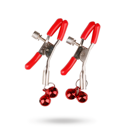 Vuxen: Double Bell Nipple Clamp Red