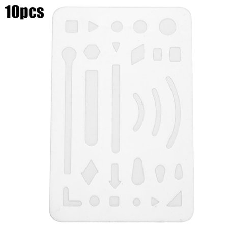 10 stk 27 hull viskelær skjold flerbruks ingeniørtegning mal linjal gjennomsiktig