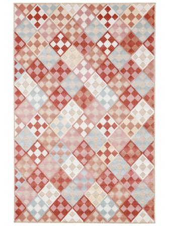 Alfombra Para Interiores/Exteriores Geométrica Lavable Pequeño Kusta - Beige/Multicolor 140X200