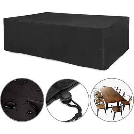 Trädgårdsmöbelskydd - vattentätt - slitstarkt - 210D Oxfordtyg - 240*140*90cm - svart - utomhus - Skyddande överdrag för trädgårdsbord och stolar ...