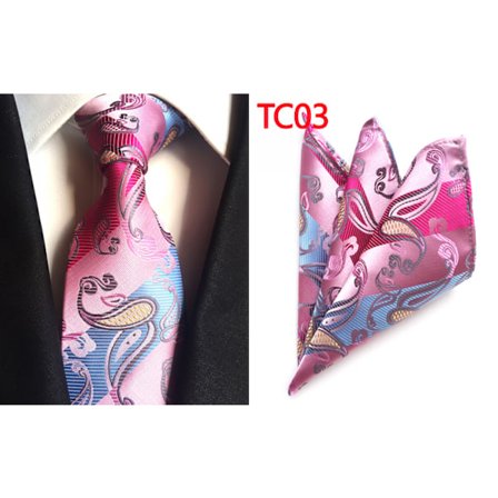 Herr slips Paisley vävd siden slips set med ficka Suqare F