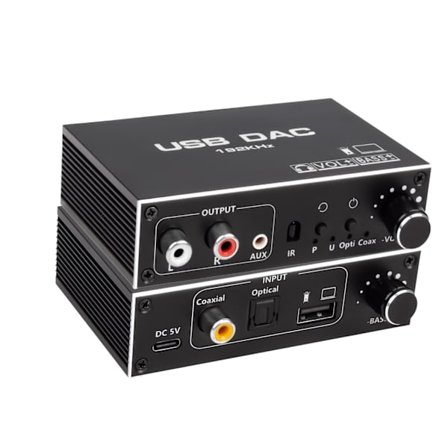 NÖRDIC 192 kHz USB DAC Digital to Analogue Audio Converter, USB Optical SPDIF Coaxial to Analogue Stereo RCA L/R 3.5 mm