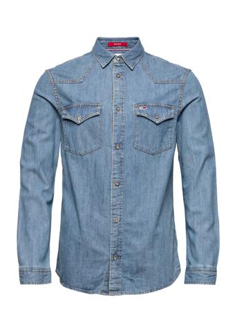 Tjm Western Denim Shirt Skjorte Uformell Blå Tommy Jeans