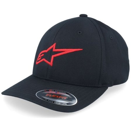Alpinestars - Svart flexfit Keps - Ageless Curve Black/Red Flexfit @ Hatstore