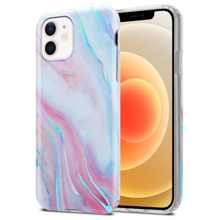 Fodral till Apple iPhone 12 / 12 PRO Skal i Marmor Rosa Vit Nr 15 Fodral Skydd Silikon TPU plånbok plånbok