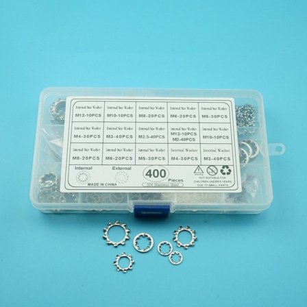 400 stk. tannlåseskiver Låseskivesortimentsett Ekstern