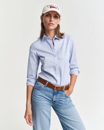 GANT Damen Slim Fit Popeline Bluse (42) Hellblau