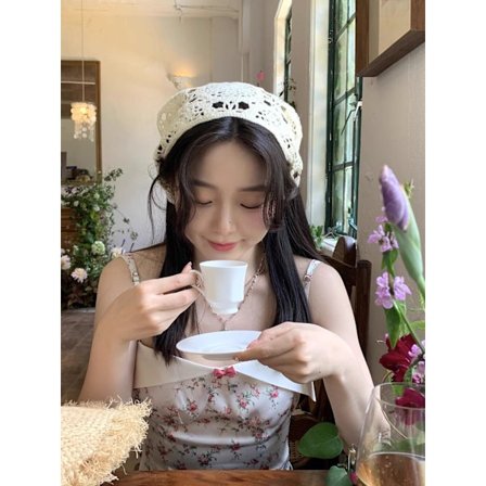 Blomsterhekle Hijab Knyttet Hijab Vintage Hodebånd Strikket Hijab for