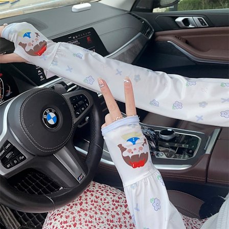 Sommarsolskyddande isärmar för kvinnor, andningsbara, lösa, UV-resistenta, söta, solskydd för studenter, armärmar, tunna ärmar