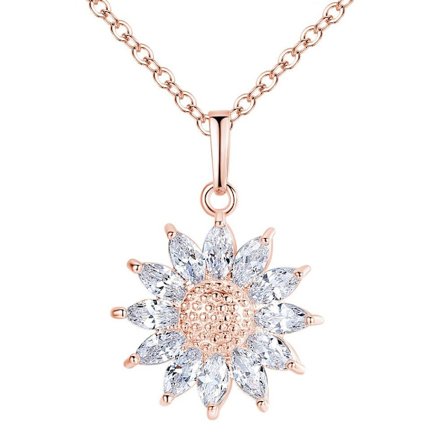 Beautiful necklace in zircon sunflower rose gold silver Christmas present