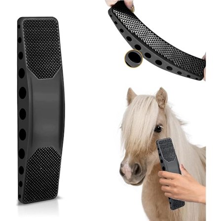 Hesteplejebørste, 6-i-1 hestehårsmassagebørste, hesteplejekam, til fjernelse af tørt og løst hår fra heste og store hunde