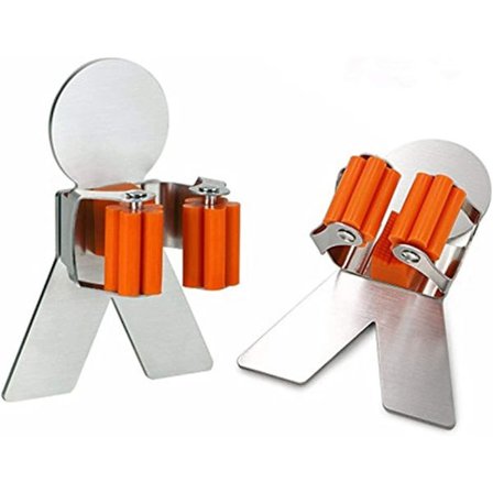 2 st mopphållare i rostfritt stål, multifunktionell väggmonterad förvaringshylla, mopp- och kvastorganisatör, hemverktyg