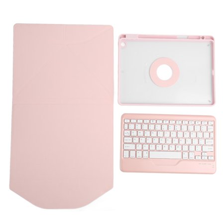 Trådløs Bluetooth tastatur etui til iPad med penholder, pink