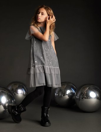 Creamie Dress Sequins Mesh - Grey - 122