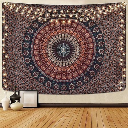 Bohemisk Mandala Tapestry Hippie Tapestry Psykedelisk Påfågel Bohemisk Tapestry Sovrum Väggbonad (130 x 150 cm)