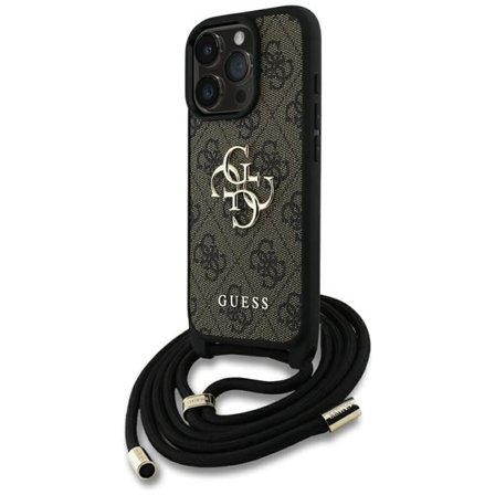 Guess 4G Big Logo Cord Stap Crossbody-etui for iPhone 16 Pro Max Brown