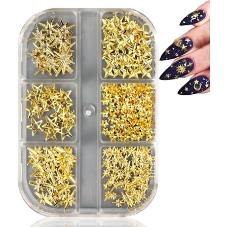 3 Æsker Små Stjerne Neglecharms Guld Stjerne Charms til Negledesign Negleknopper Stjerner Neglecharm Neglesmykker til Neglekunst Charm