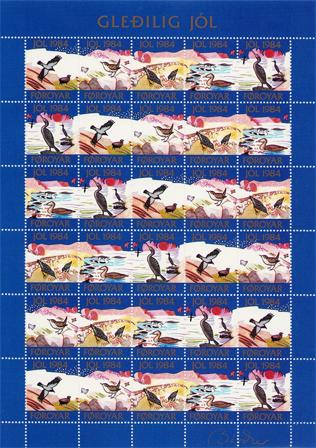 Færøerne - Julemærkeark 1984 - Utakket øvre marginal - Ufoldet